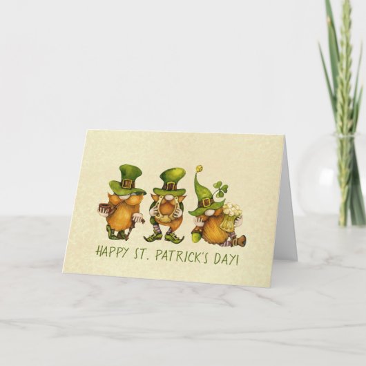 Fun Irish Gnomes Custom Happy St Patrick's Day Feestdagen Kaart (Voorkant)