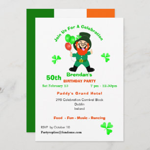 Fun Irish Leprechaun Birthday Party Invite Kaart