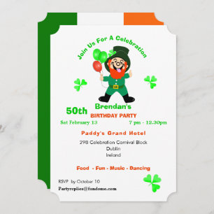 Fun Irish Leprechaun Birthday Party Invite Kaart