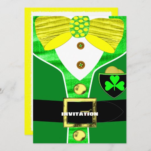 Fun Irish Leprechaun Costume Personalized Invite Kaart (Voorkant / Achterkant)