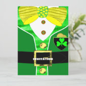 Fun Irish Leprechaun Costume Personalized Invite Kaart (Staand voorkant)