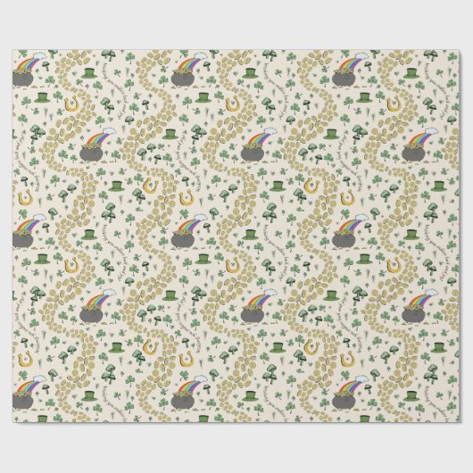 Fun Irish St Patricks Day Leprechaun Shamrock Gelu Cadeaupapier (Vlak)