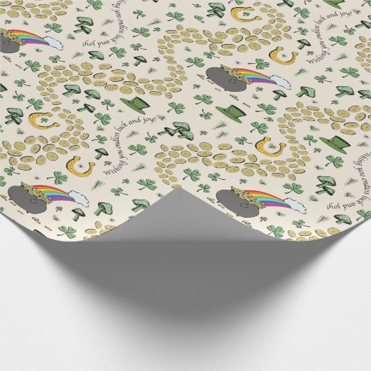 Fun Irish St Patricks Day Leprechaun Shamrock Gelu Cadeaupapier (Hoek)