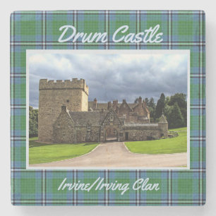 Fun Irvine/Irving Clan's Drum Castle & Tartan Stenen Onderzetter