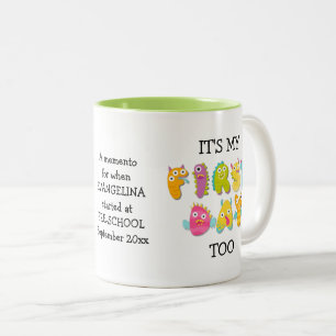 Fun IT IS MIJN EERSTE DAG TE OUDERE cadeau Tweekleurige Koffiemok