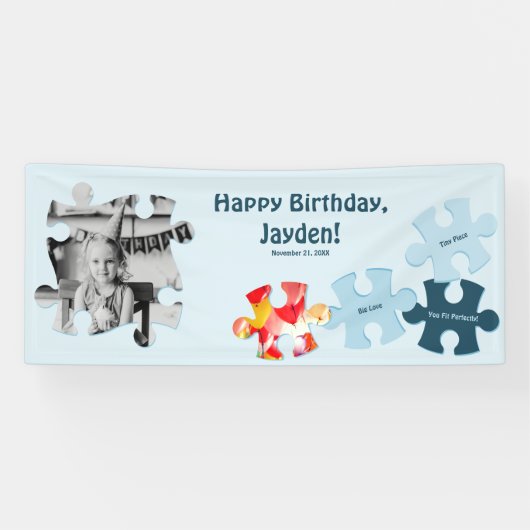 Fun Jigsaw Puzzle Custom Image Text Happy Birthday Spandoek (Horizontaal)
