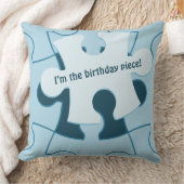 Fun Jigsaw Puzzle "I’m the birthday piece!" Blue Kussen (Deken)