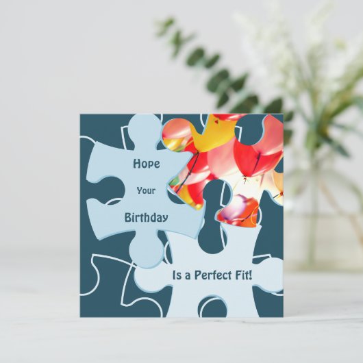 Fun Jigsaw Puzzle Pieces Birthday Greeting Kaart (Staand voorkant)