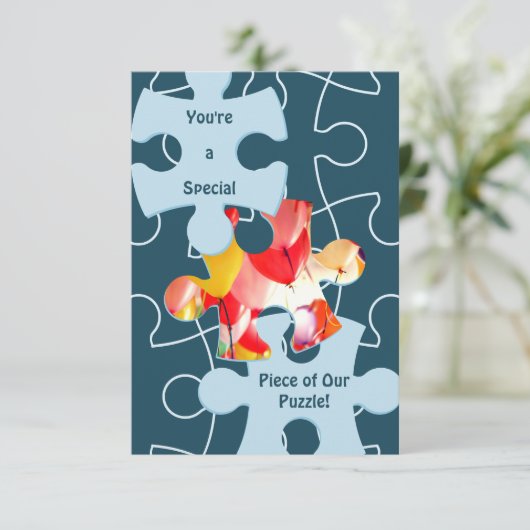 Fun Jigsaw Puzzle Pieces Custom Image Bedankkaart (Staand voorkant)