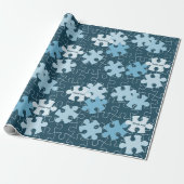 Fun Jigsaw Puzzle Pieces in Blue Custom Thank You Cadeaupapier (Uitgerold)