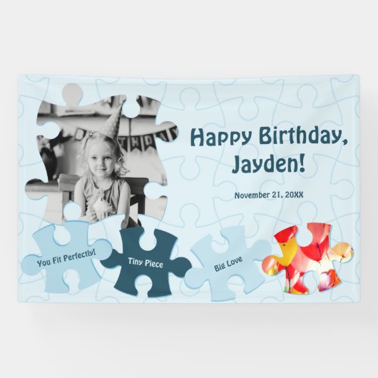 Fun Jigsaw Puzzle Theme Image Text Happy Birthday Spandoek (Horizontaal)