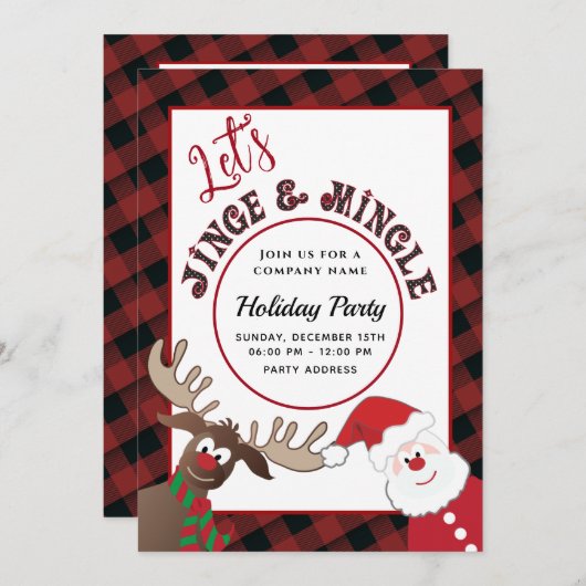 Fun Jingle & mingle Santa reinherder-feestdag Kaart (Voorkant / Achterkant)
