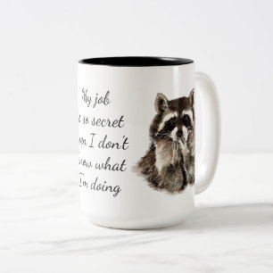 Fun Job Quote Cute Raccoon Animal Work Two-Tone Co Tweekleurige Koffiemok