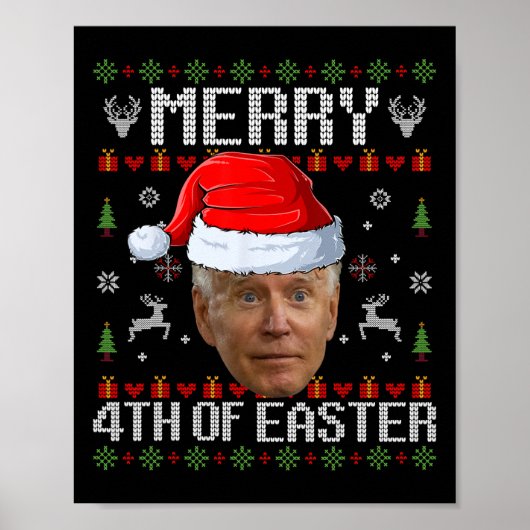 Fun Joe Biden Happy 4th van Pasen Lelijke Kerstmis Poster (Voorkant)