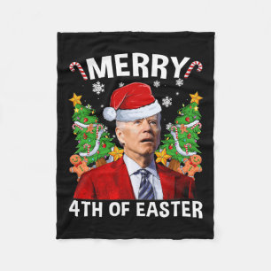 Fun Joe Biden Kerstmis Santa Hat Merry 4th of Eas Fleece Deken
