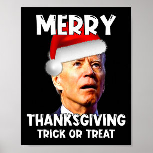 Fun Joe Biden Santa Hat Merry Thanksgiving Kerstmi Poster