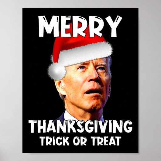 Fun Joe Biden Santa Hat Merry Thanksgiving Kerstmi Poster (Voorkant)