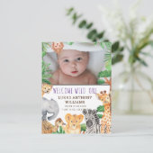 Fun Jungle Safari animal Faire-part de naissance b (Debout devant)