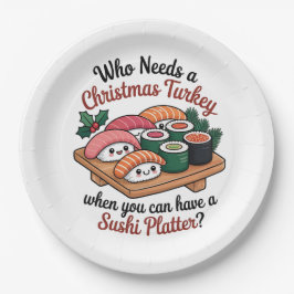 Fun Kawaii Christmas Sushi Platter Papieren Bordje
