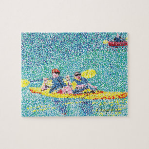 Fun Kayak Scene in Pointillism Puzzle Legpuzzel