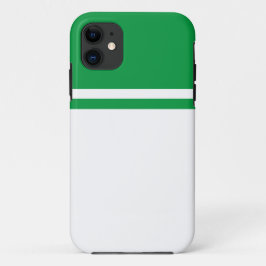 Fun Kelly Green Top Edge Racing Stripes On White iPhone 11 Hoesje