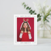 Fun kerst | Afspeelfoto van Deep Red Cute Feestdagenkaart (Staand voorkant)