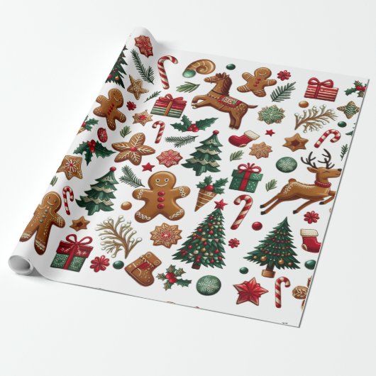 Fun kerst cadeaupapier (Uitgerold)
