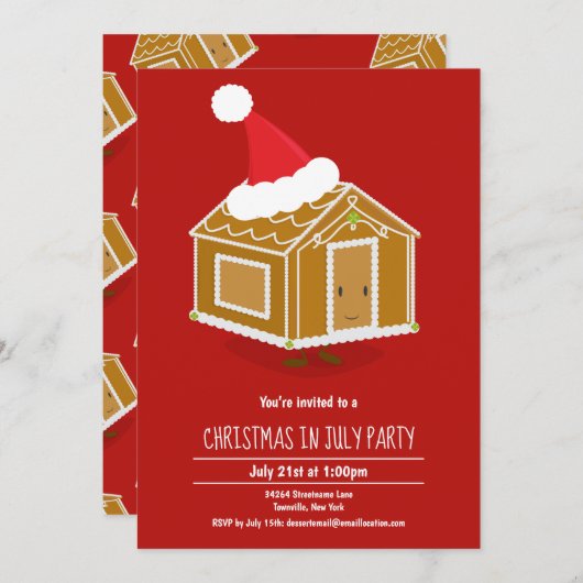 Fun kerst in uitnodiging van juli (Voorkant / Achterkant)