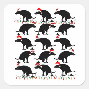 Fun kerst pooping Dogs Gag Vierkante Sticker