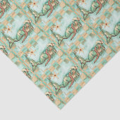 Fun kerst-zeemeermin Santa Beachy Blue Aqua Tissuepapier (Detail)