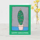 Fun-kerstcactus, groene grens, uw groet kaart (Gele Bloem)