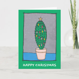 Fun-kerstcactus, groene grens, uw groet kaart