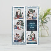 Fun kerstfoto-collage | Snowflake Feestdagenkaart (Staand voorkant)