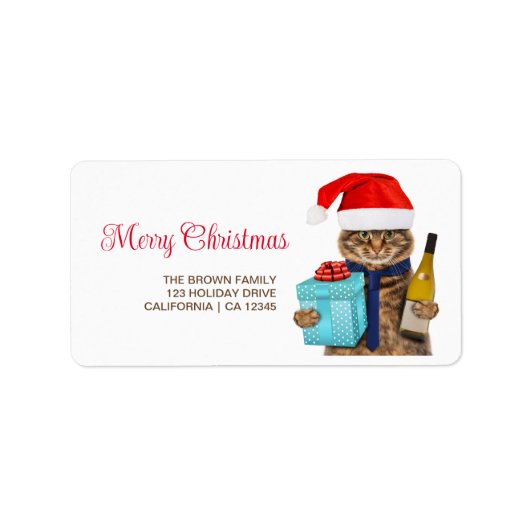 Fun Kerstfoto Modern Minimal Return Address Etiket (Voorkant)