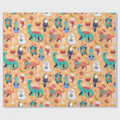 Fun Kerstmis Dinosaur Dog Parrot Avocado Cactus Cadeaupapier (Vlak)