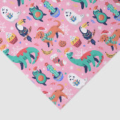 Fun Kerstmis Dinosaur Dog Parrot Avocado Cactus Tissuepapier (Detail)