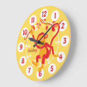 Fun kinder naam aap rode & gele wandklok grote klok (Hoek)
