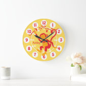 Fun kinder naam aap rode & gele wandklok grote klok (Huis)
