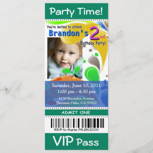 Fun Kinder VIP Pass Event Ticket Photo Party (jade Kaart