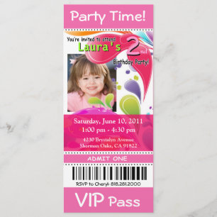 Fun Kinder VIP Pass Event Ticket Photo Party (roze Kaart