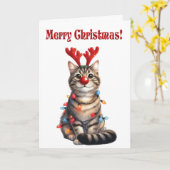 Fun Kitten Funny Cat Christmas Kaart (Gele Bloem)