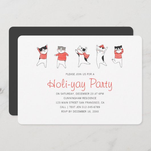 Fun Kitty Cat Party Fête Invitation (Devant / Derrière)