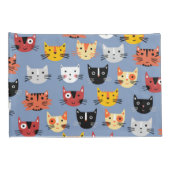 Fun Kitty Cat Pattern Blue Kussensloop (Achterkant-Rechts)