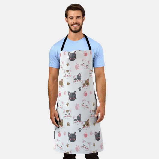 Fun Kitty Cat Pattern Schort (Gedragen)