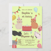 Fun Kitty Cats Invitation de fête d'anniversaire (Devant)