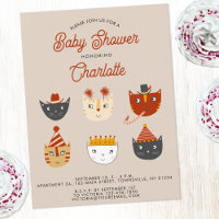 Fun Kitty Chat Baby shower personnalisé Invitation