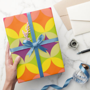 Fun kleuren Hippie-patroonpartijomslag Cadeaupapier