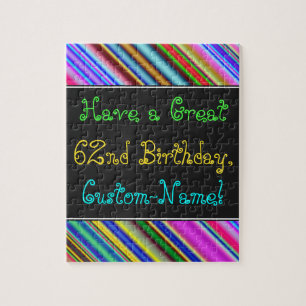Fun, kleurrijk, 62e verjaardag Puzzle Legpuzzel