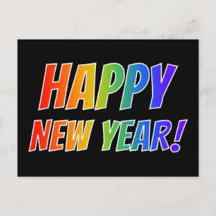 Fun, kleurrijk, regenboogspectrum: "HAPPY NEW YEAR Briefkaart