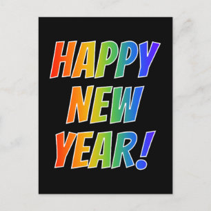 Fun, kleurrijk, regenboogspectrum: "HAPPY NEW YEAR Briefkaart